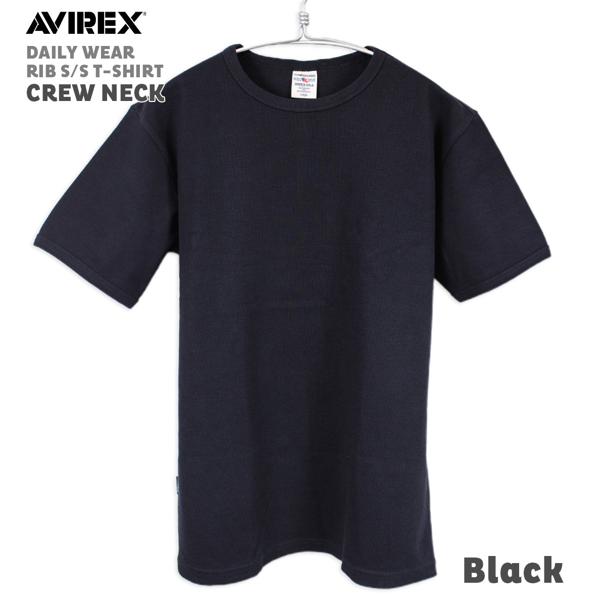 AVIREX アヴィレックス クルーネック Tシャツ DAILY S/S RIB CREW NECK T-SHIRT 半袖 無地 デイリー