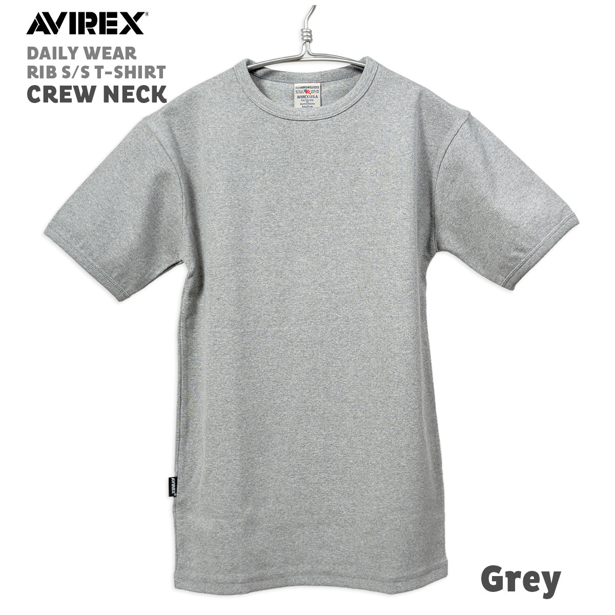 AVIREX アヴィレックス クルーネック Tシャツ DAILY S/S RIB CREW NECK T-SHIRT 半袖 無地 デイリー