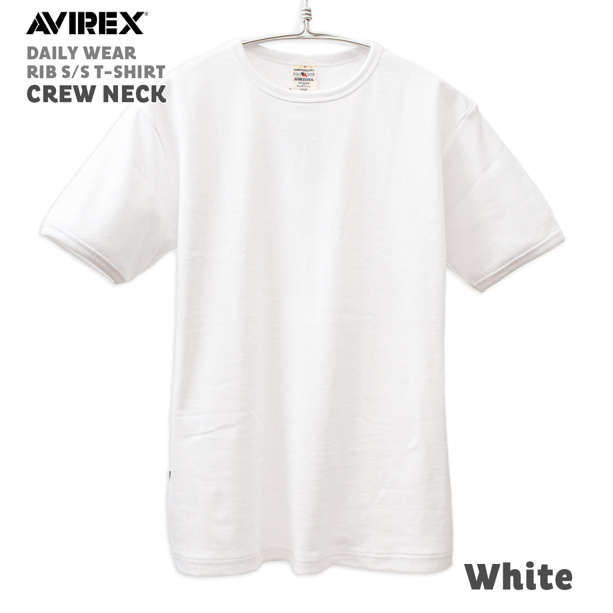 AVIREX アヴィレックス クルーネック Tシャツ DAILY S/S RIB CREW NECK T-SHIRT 半袖 無地 デイリー
