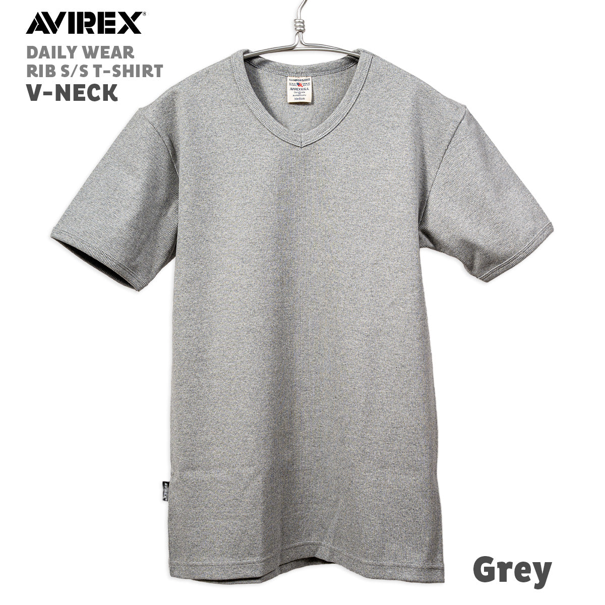 AVIREX アヴィレックス Vネック Tシャツ DAILY S/S RIB V NECK T-SHIRT 半袖 無地 デイリー
