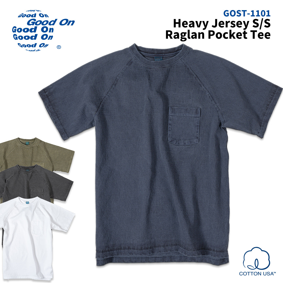 Good On グッドオン ポケットTシャツ 半袖 ラグラン S/S RAGLAN HEAVY POCKET TEE GOST-1101 メンズ レディース