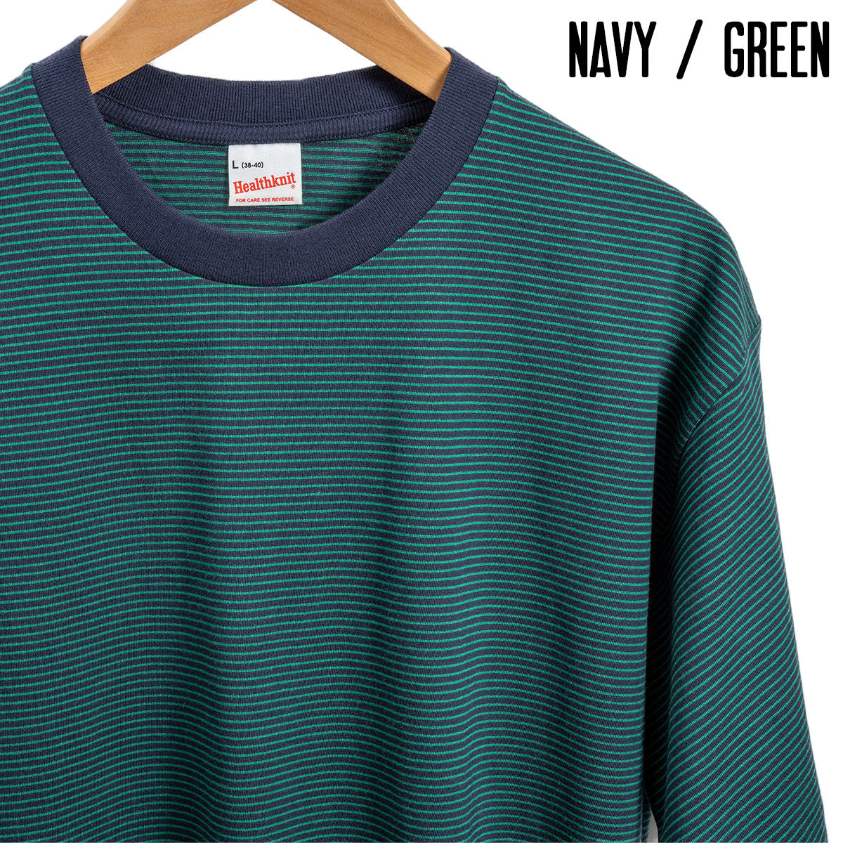 Healthknit ヘルスニット  抗菌 防臭 ボーダー 半袖Tシャツ Narrow Border Jersey Crewneck S/S 51013