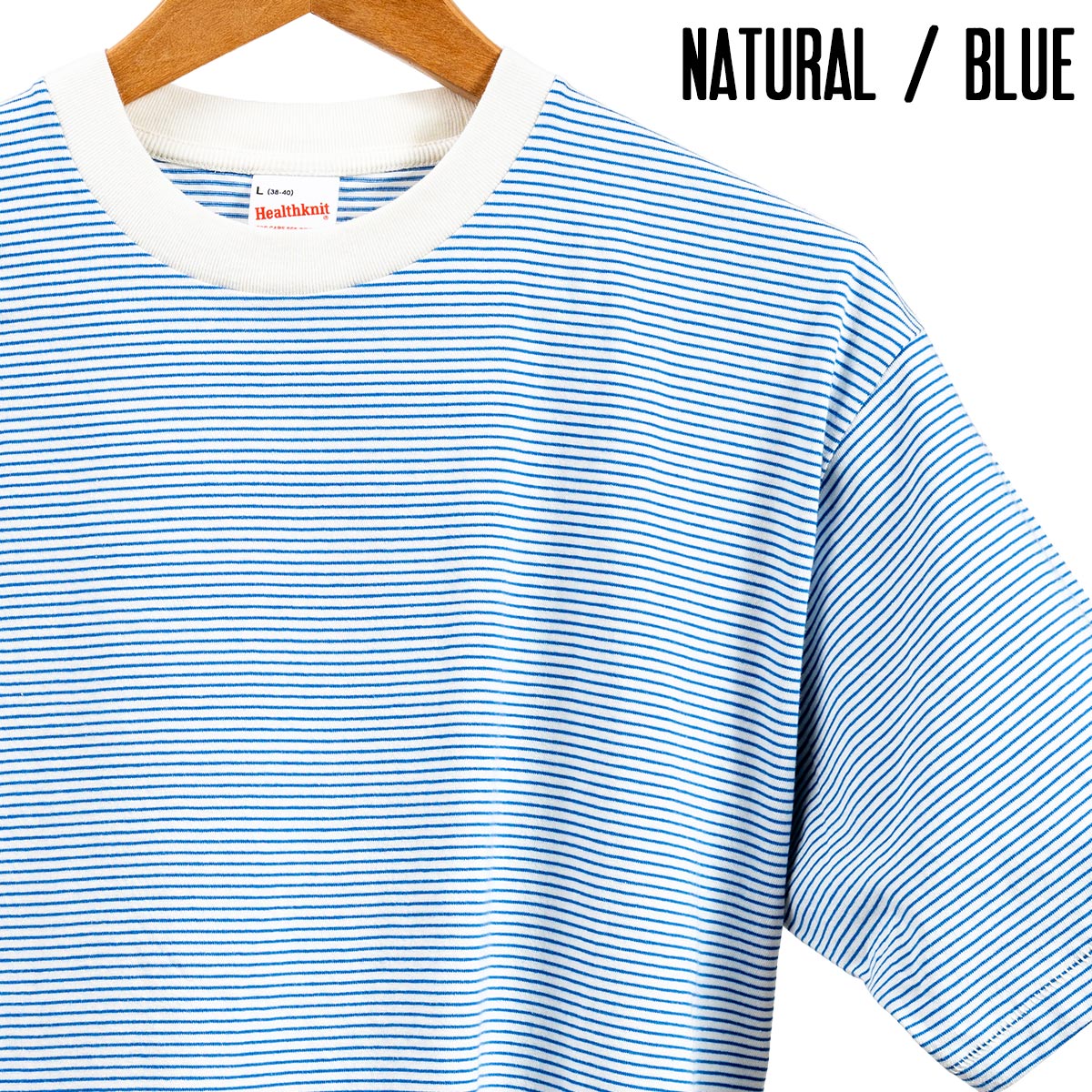 Healthknit ヘルスニット  抗菌 防臭 ボーダー 半袖Tシャツ Narrow Border Jersey Crewneck S/S 51013