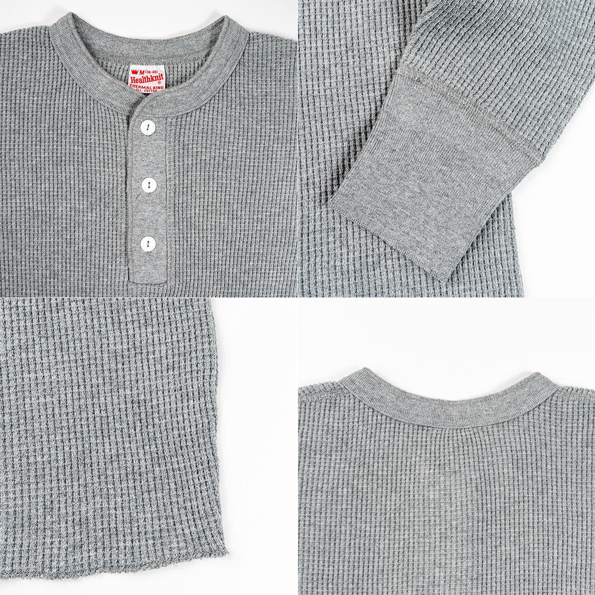 Healthknit ヘルスニット ワッフル ヘンリーネック サーマル Thermal King Waffle Henleyneck L/S #52016