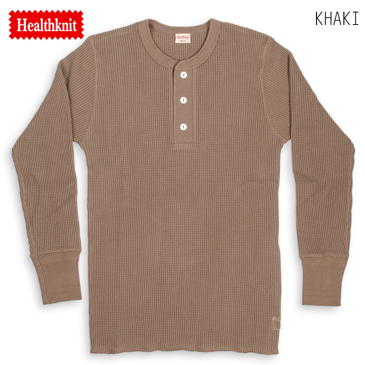 Healthknit ヘルスニット ワッフル ヘンリーネック 長袖Tシャツ Super Heavy Waffle Henley Neck L/S Tee #990
