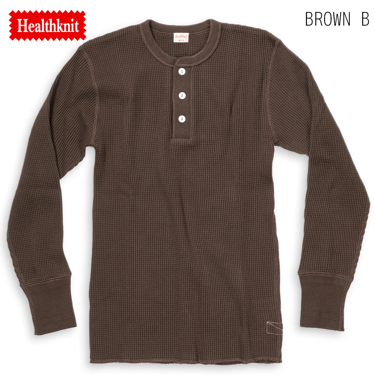 Healthknit ヘルスニット ワッフル ヘンリーネック 長袖Tシャツ Super Heavy Waffle Henley Neck L/S Tee #990