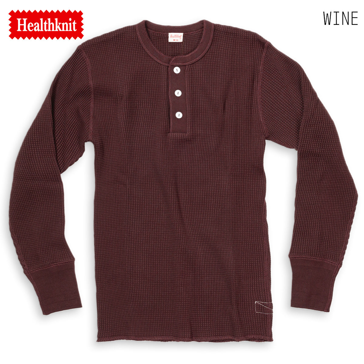Healthknit ヘルスニット ワッフル ヘンリーネック 長袖Tシャツ Super Heavy Waffle Henley Neck L/S Tee #990