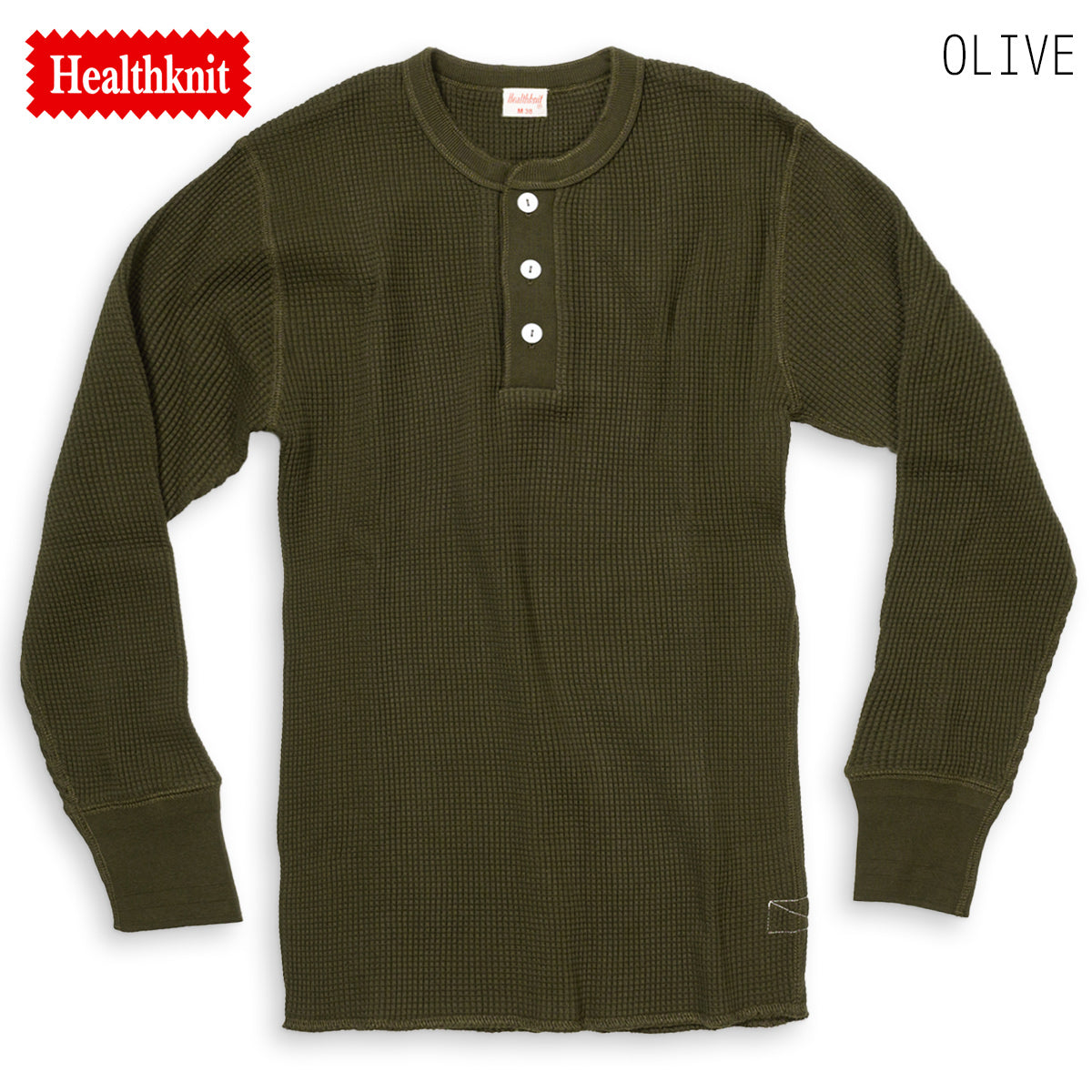 Healthknit ヘルスニット ワッフル ヘンリーネック 長袖Tシャツ Super Heavy Waffle Henley Neck L/S Tee #990