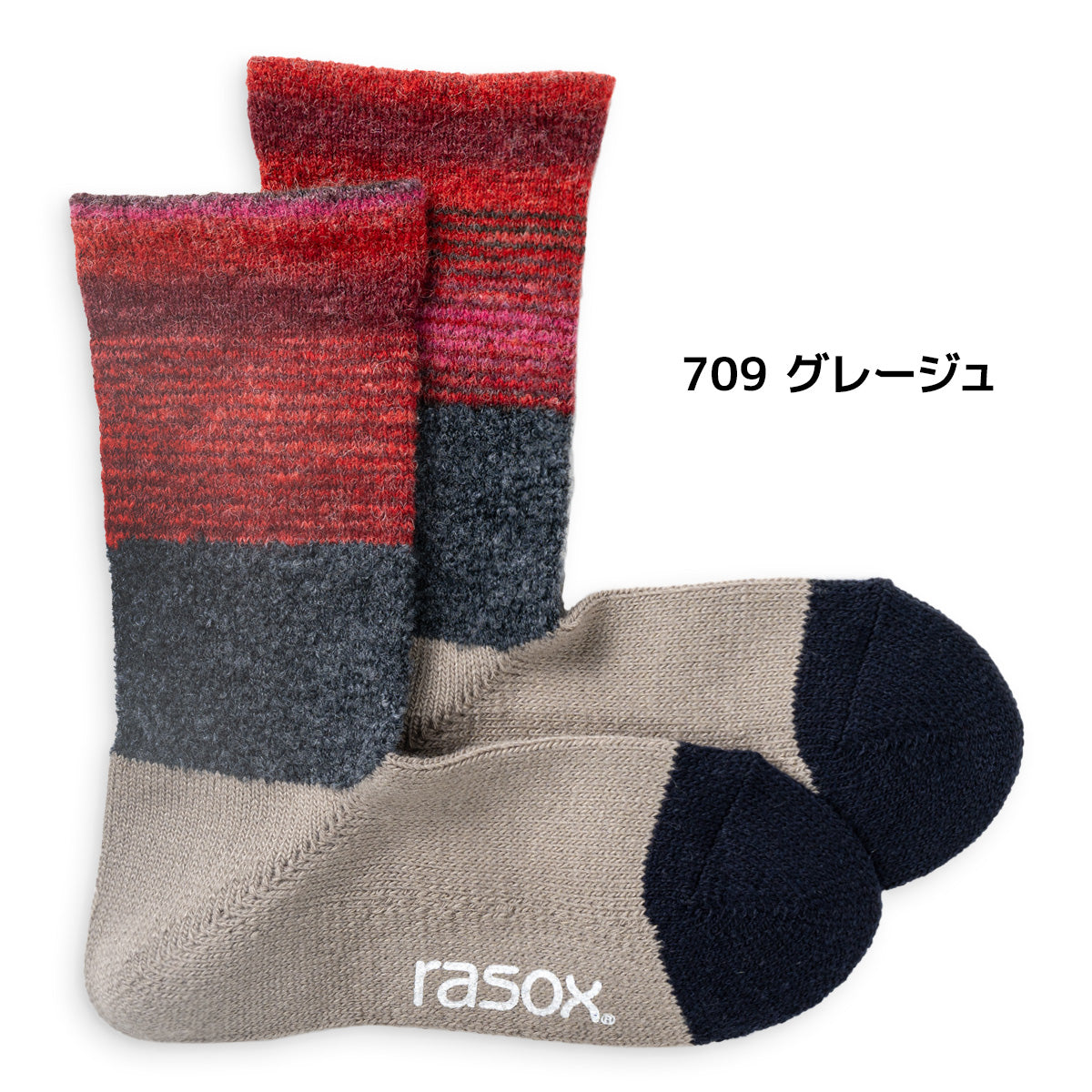 rasox ラソックス ウールソックス 靴下 グラデパネルクルー