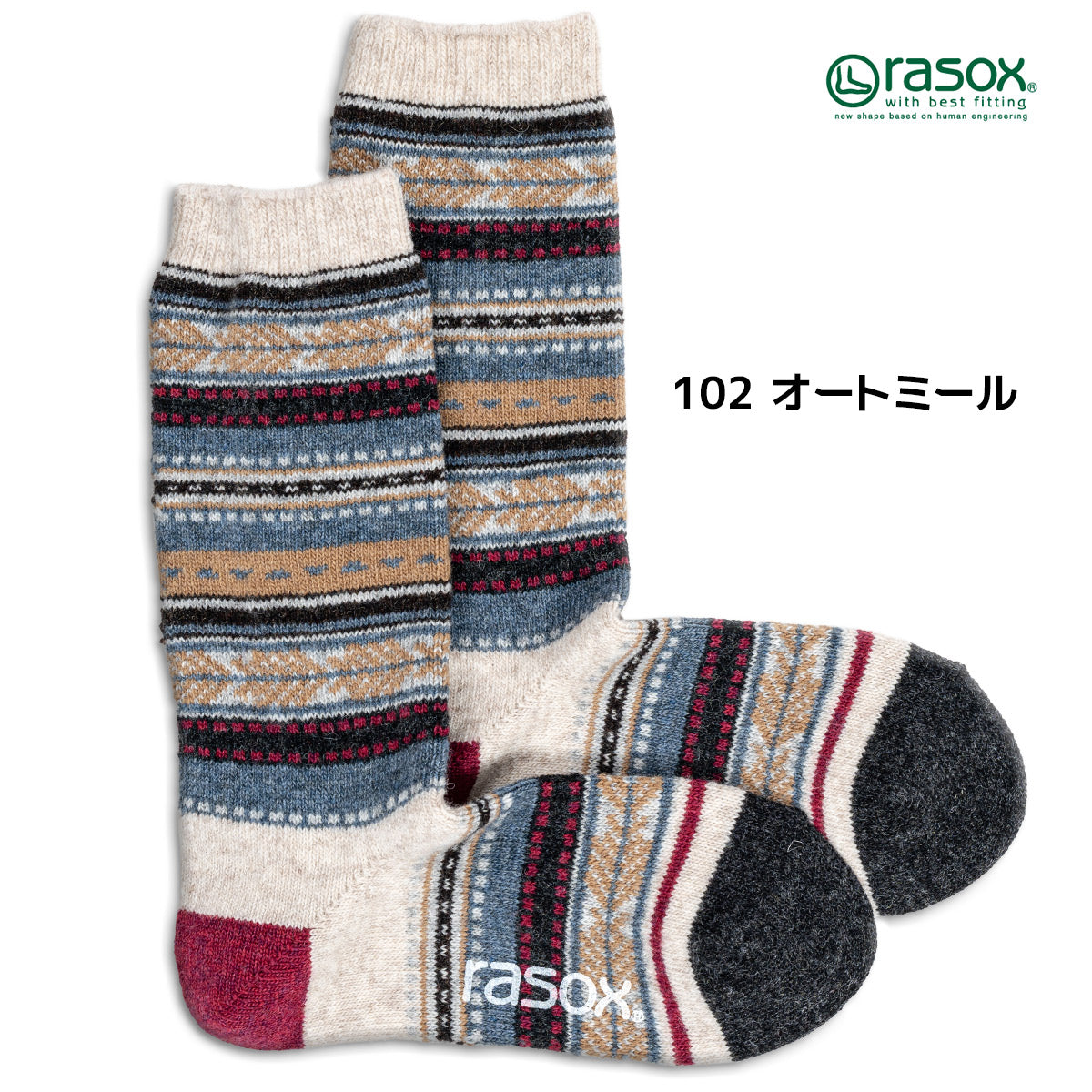 rasox ラソックス ウールソックス 靴下 ジャカードウールクルー