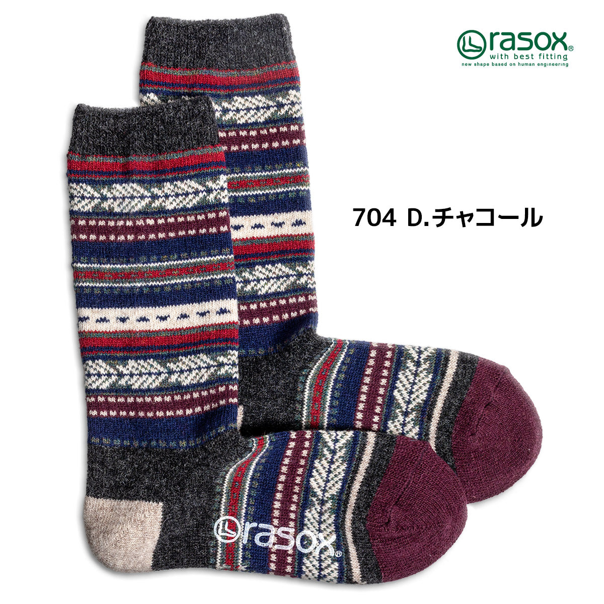 rasox ラソックス ウールソックス 靴下 ジャカードウールクルー
