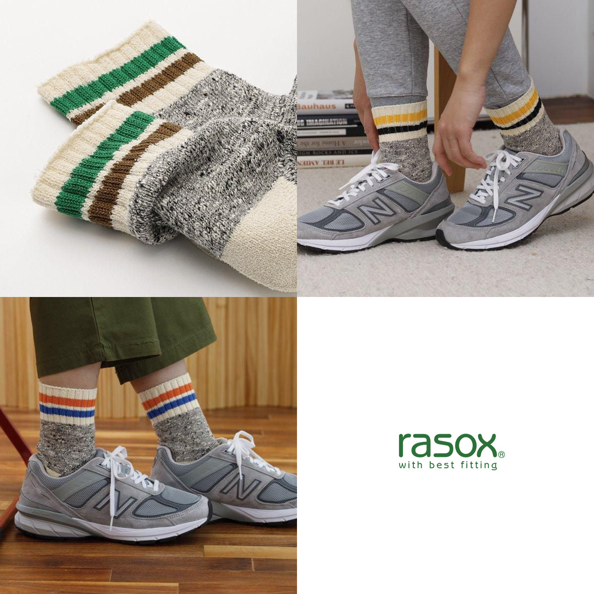 rasox ラソックス スニーカーソックス ミドル丈 靴下 スラブラインミッド