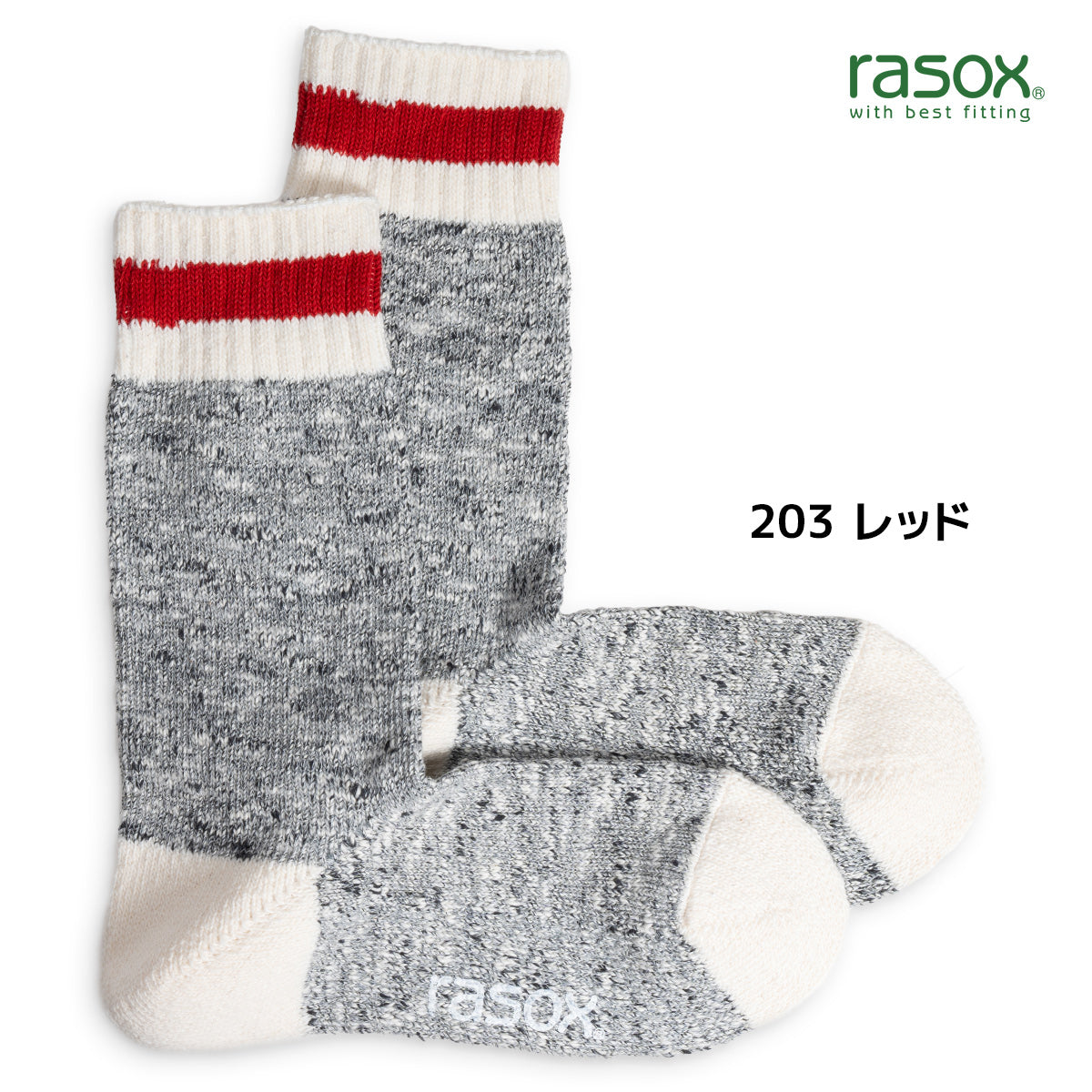 rasox ラソックス クルーソックス 靴下 スラブラインクルー
