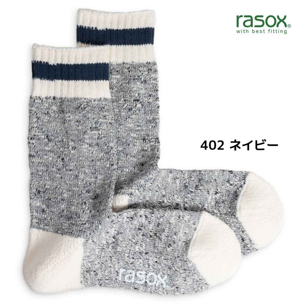 rasox ラソックス クルーソックス 靴下 スラブラインクルー