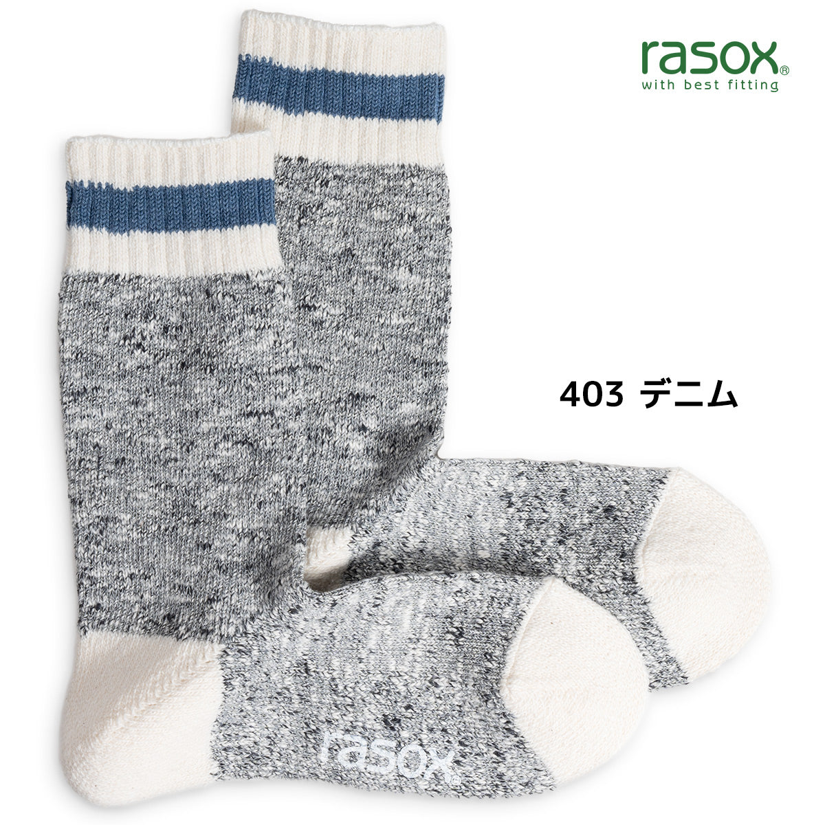 rasox ラソックス クルーソックス 靴下 スラブラインクルー