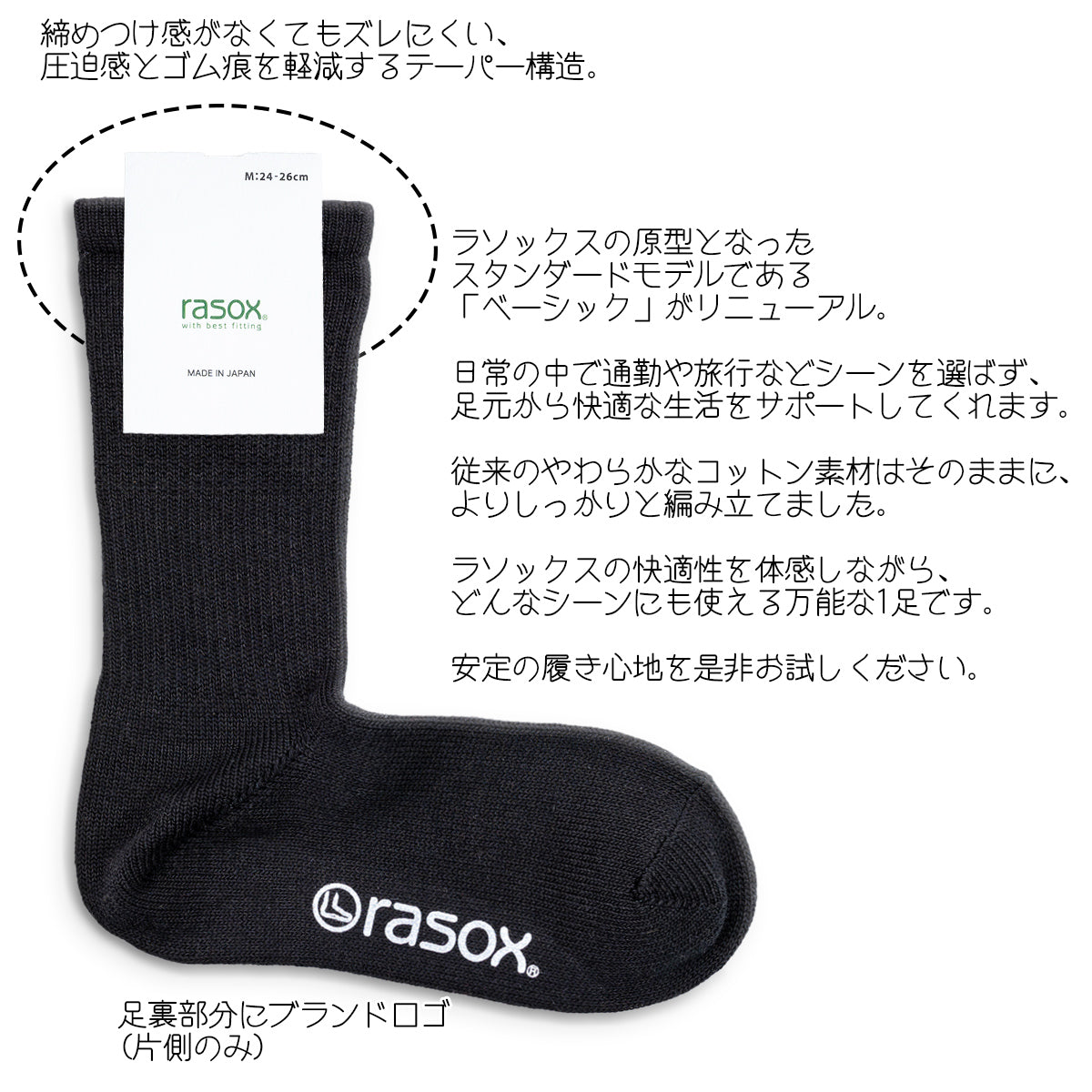 rasox ラソックス 靴下 ベーシッククルー