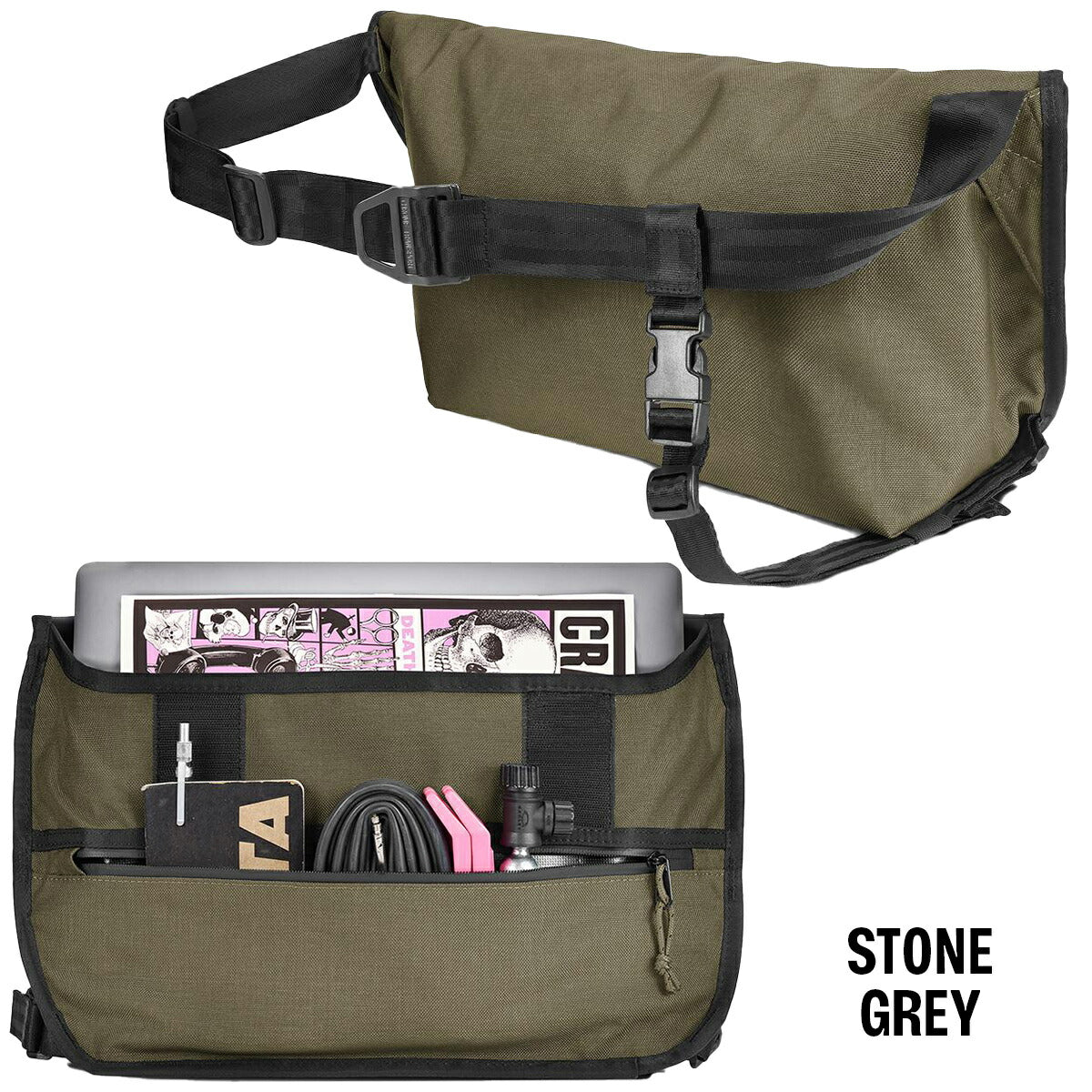 CHROME/クローム/SIMPLE MESSENGER BAG/シンプルメッセンジャーバッグ/STONE GREY