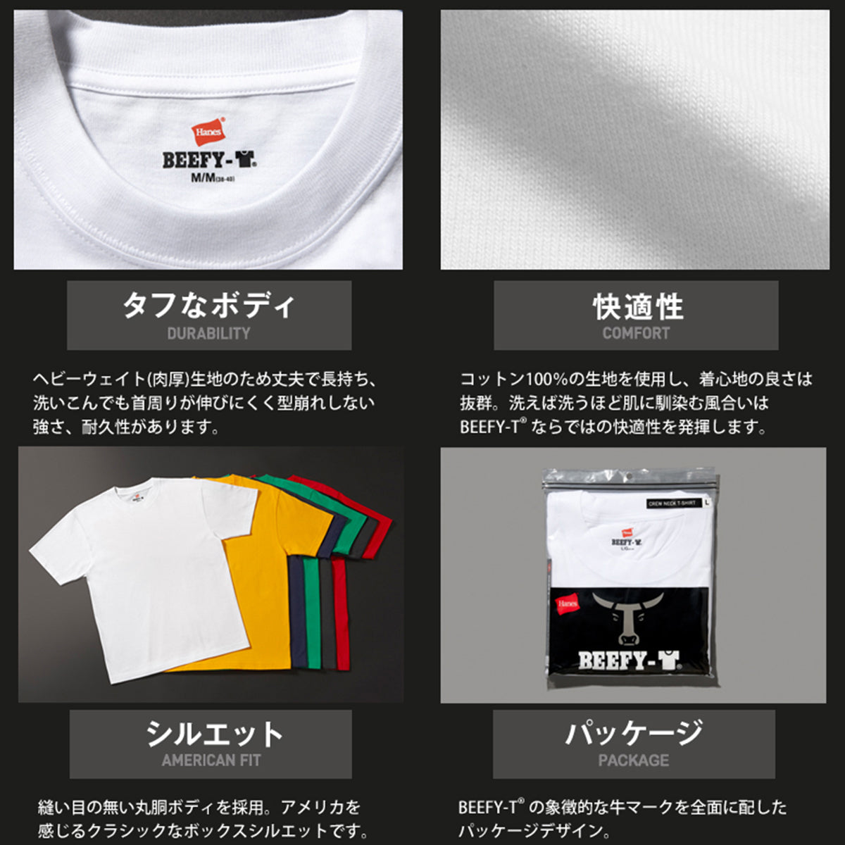 Hanes ヘインズ BEEFY-T H5180-2  パックTシャツ 2枚パック