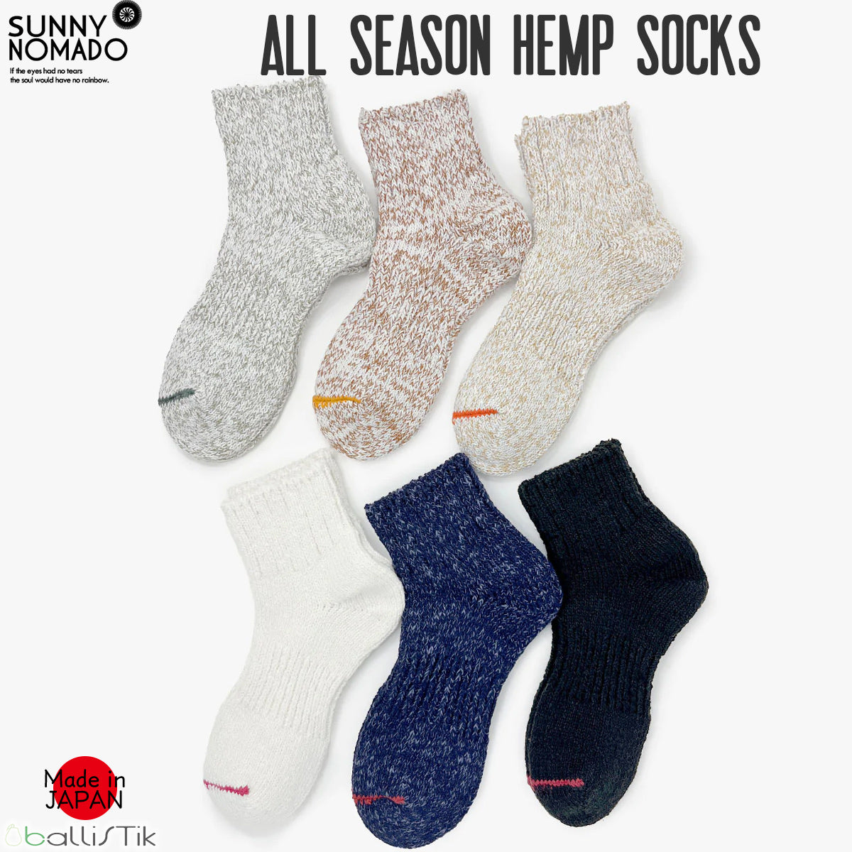 SUNNY NOMADO/サニーノマド/スニーカーソックス/ALL SEASON HEMP SOCKS/メイン