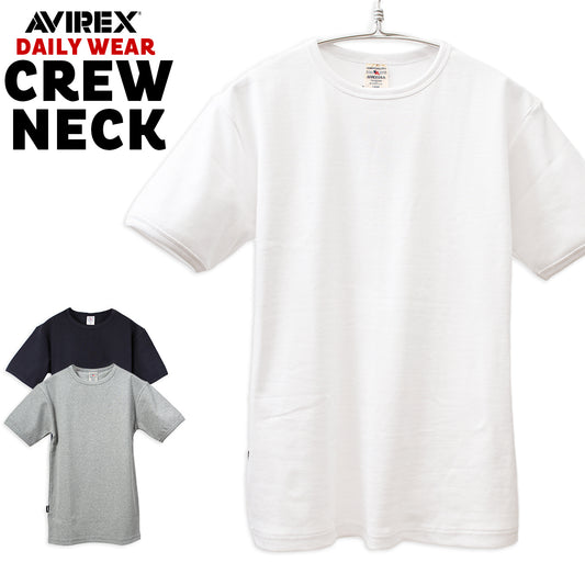 AVIREX アヴィレックス クルーネック Tシャツ DAILY S/S RIB CREW NECK T-SHIRT 半袖 無地 デイリー