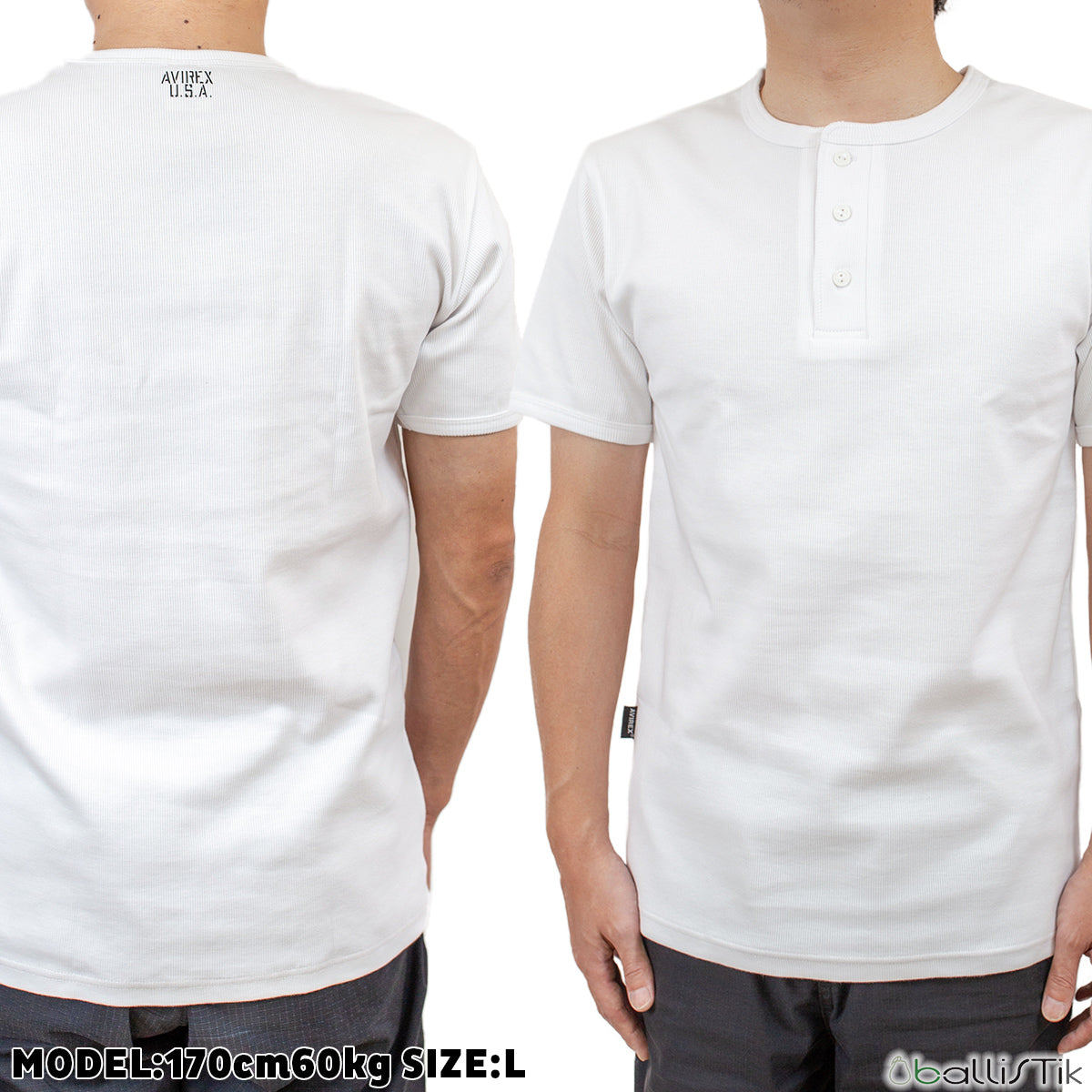 AVIREX アヴィレックス ヘンリーネック Tシャツ DAILY S/S RIB HENLEY NECK T-SHIRT 半袖 無地 デイリー