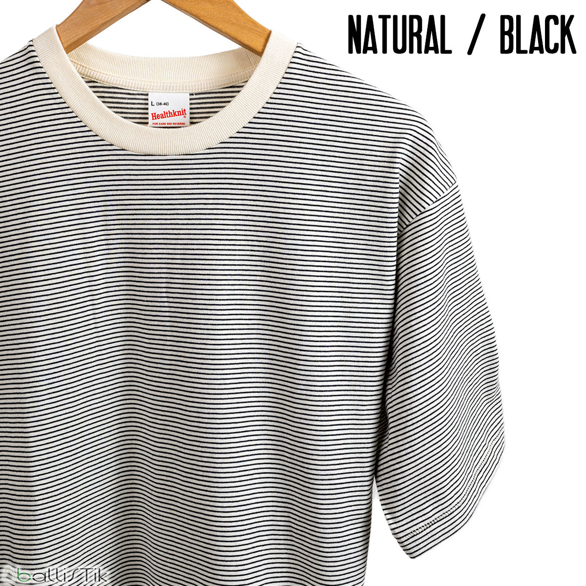 Healthknit ヘルスニット 抗菌 防臭 ボーダー 半袖Tシャツ Narrow