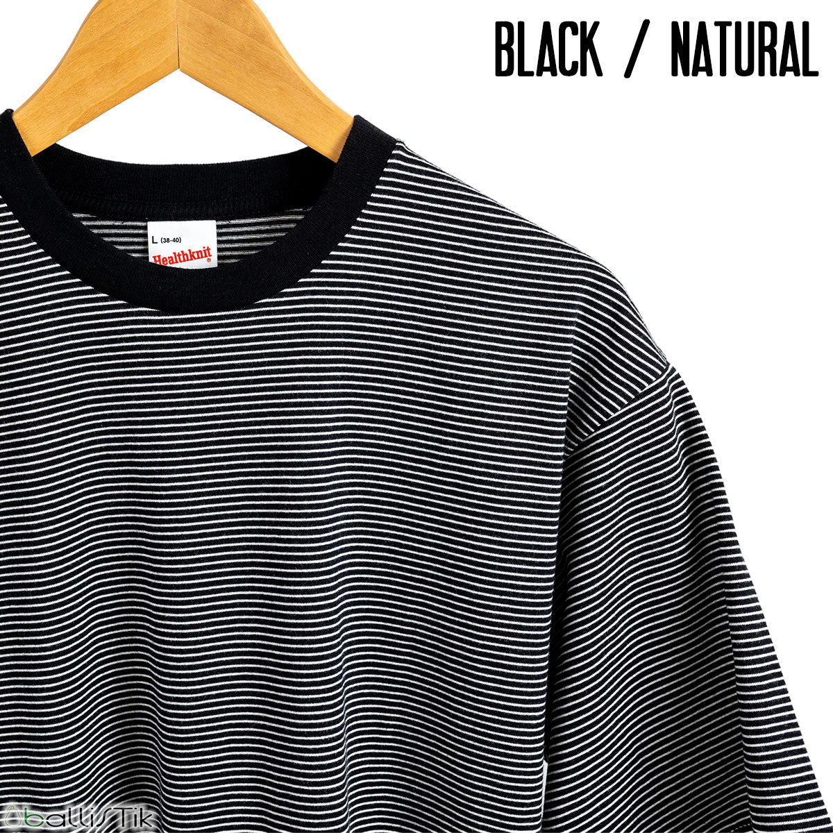 Healthknit ヘルスニット 抗菌 防臭 ボーダー 半袖Tシャツ Narrow