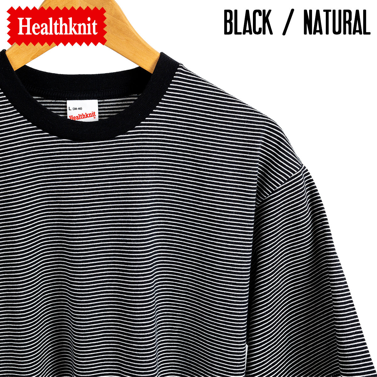 Healthknit ヘルスニット  抗菌 防臭 ボーダー 半袖Tシャツ Narrow Border Jersey Crewneck S/S 51013