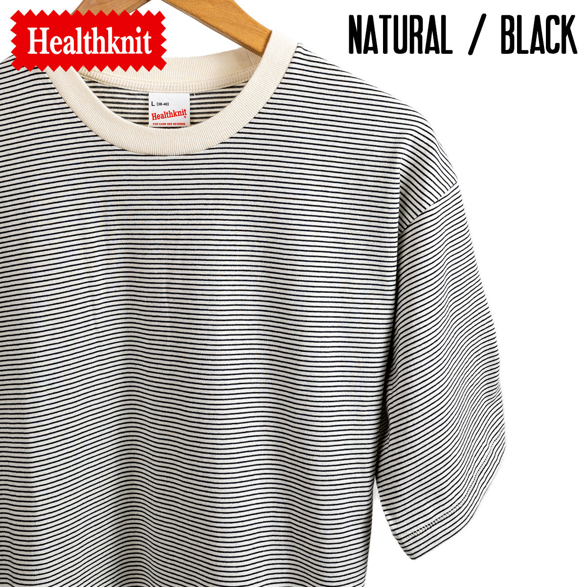 Healthknit ヘルスニット  抗菌 防臭 ボーダー 半袖Tシャツ Narrow Border Jersey Crewneck S/S 51013