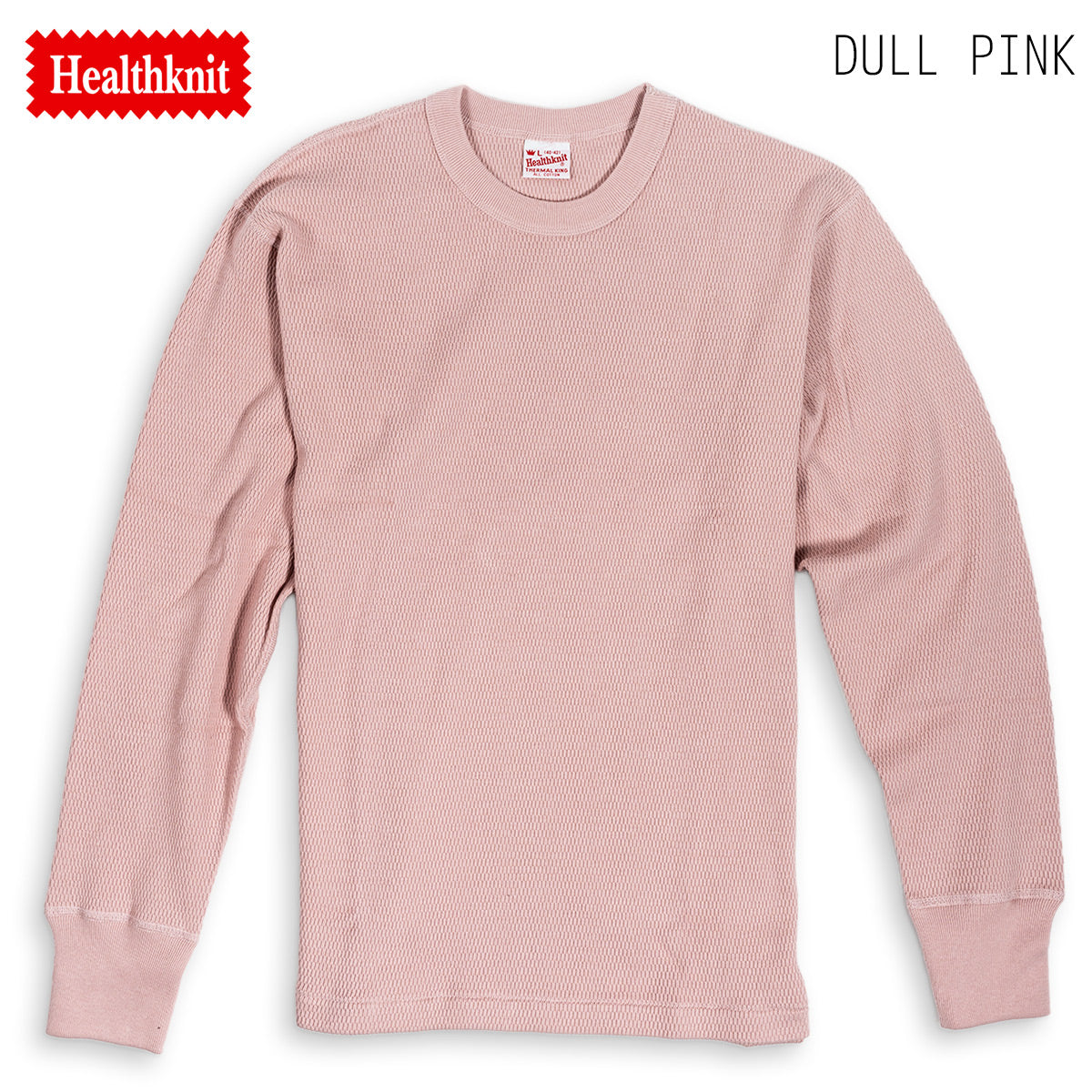 Healthknit ヘルスニット ワッフル サーマル Thermal King Raschel Honycomb Crewneck L/S #52023