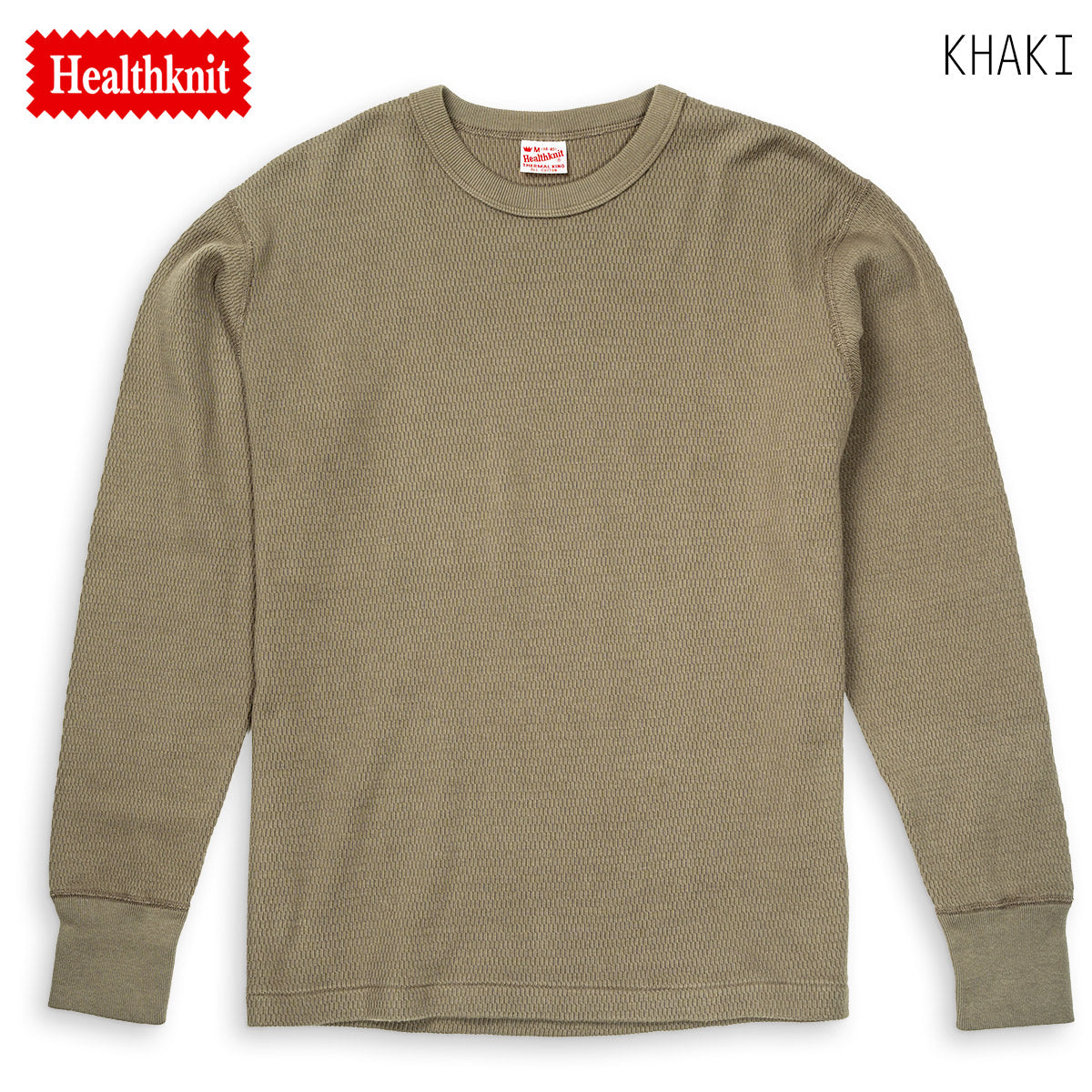 Healthknit ヘルスニット ワッフル サーマル Thermal King Raschel Honycomb Crewneck L/S #52023