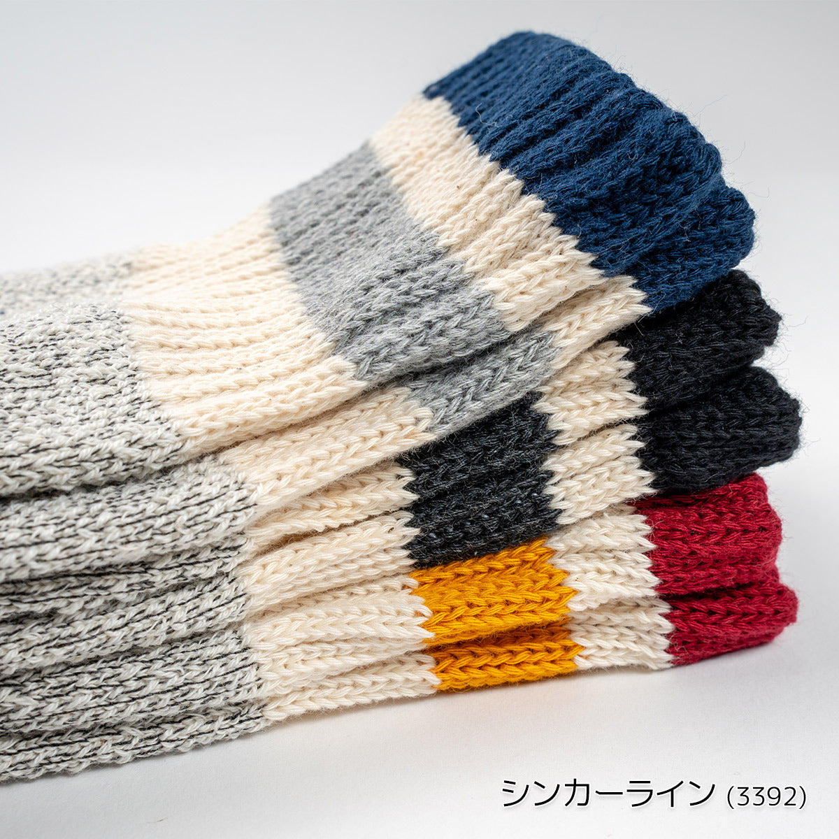 Healthknit ヘルスニット 靴下 クルーソックス ライン入りソックス 3Pソックス