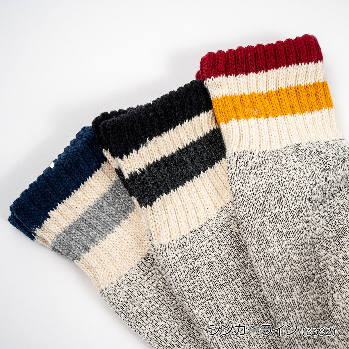 Healthknit ヘルスニット 靴下 クルーソックス ライン入りソックス 3Pソックス