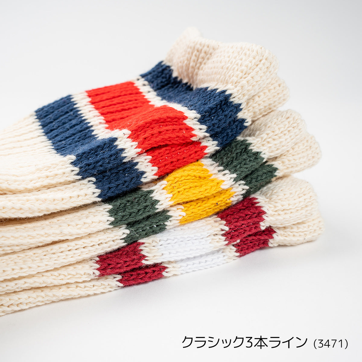 Healthknit ヘルスニット 靴下 クルーソックス ライン入りソックス 3Pソックス