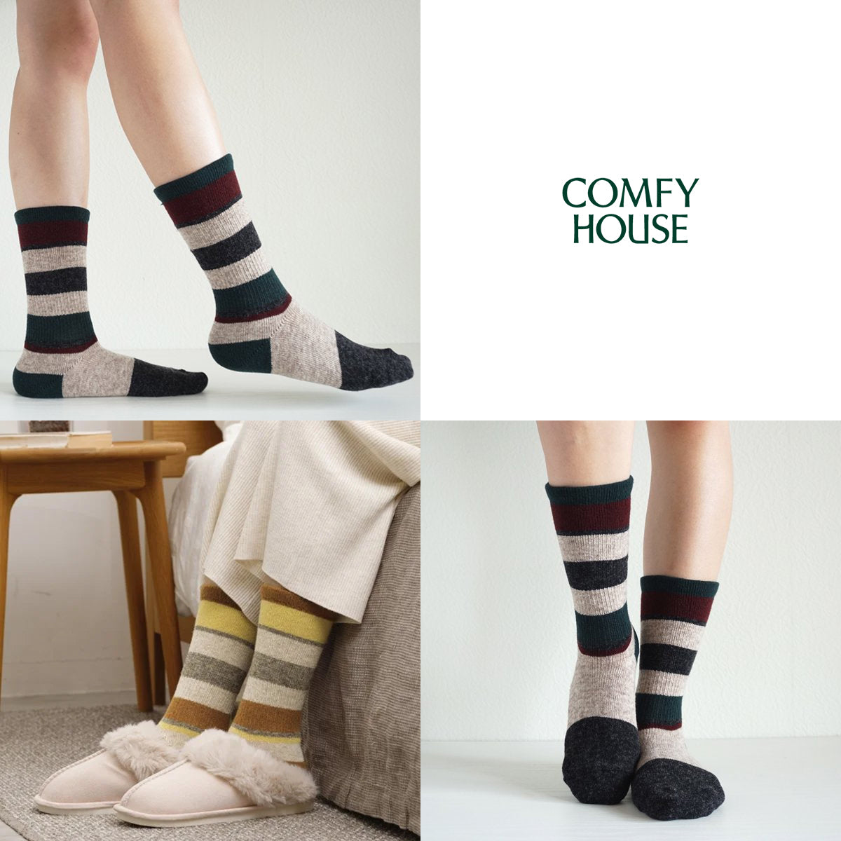 rasox ラソックス 後継ブランド 靴下 ウール ソックス 秋冬 マルチボーダーウールクルー コンフィハウス コンフィーハウス COMFY HOUSE 定番