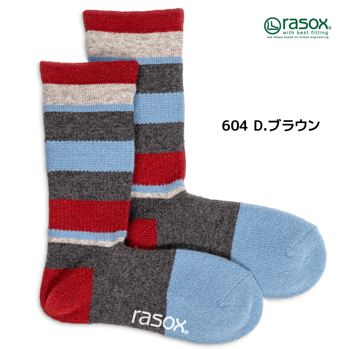 rasox ラソックス ウールソックス 靴下 マルチボーダーウールクルー