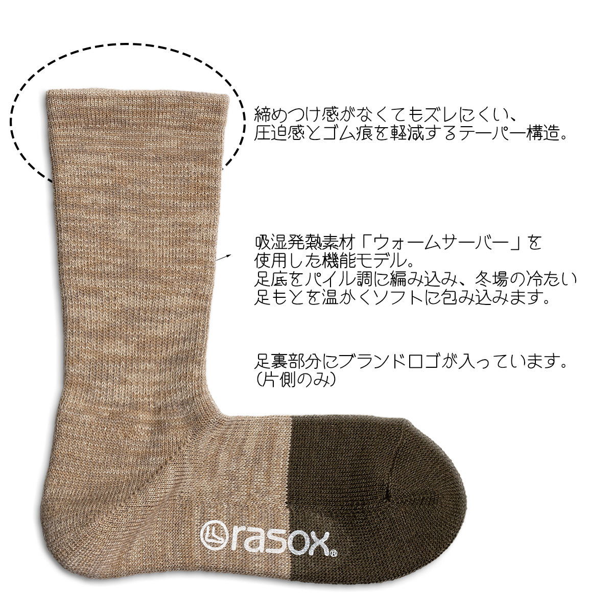 rasox ラソックス ウールソックス 靴下 ニューウォームウールクルー